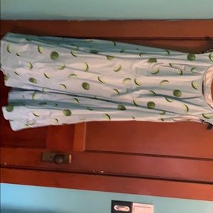 Blue dress with lime print